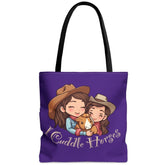 I Cuddle Horses Tote Bag (AOP), horse lover accessories, horse fashion - Subtle Blue M